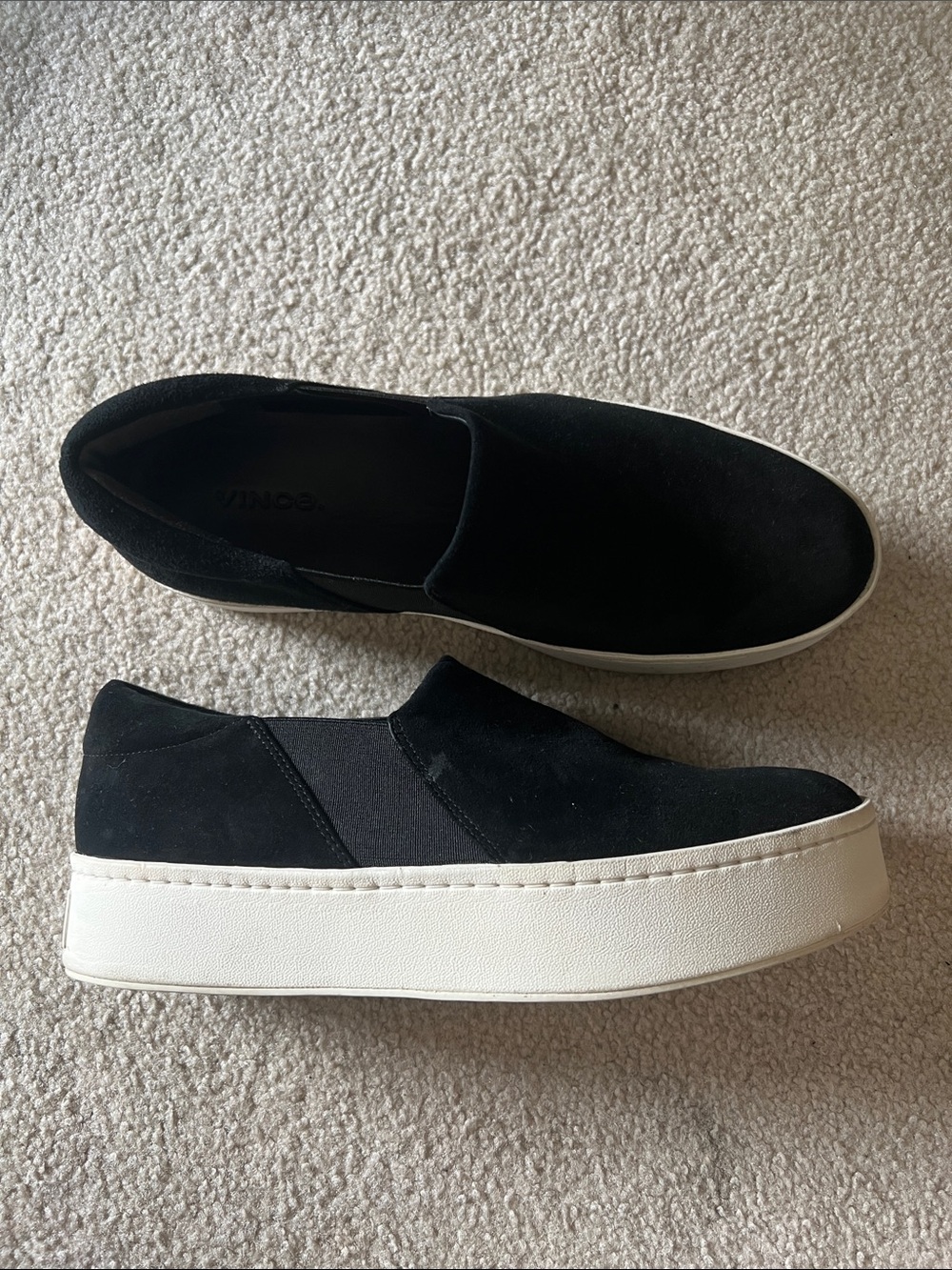 Vince Black Slip-On Platform Sneakers for Women - Suede Upper